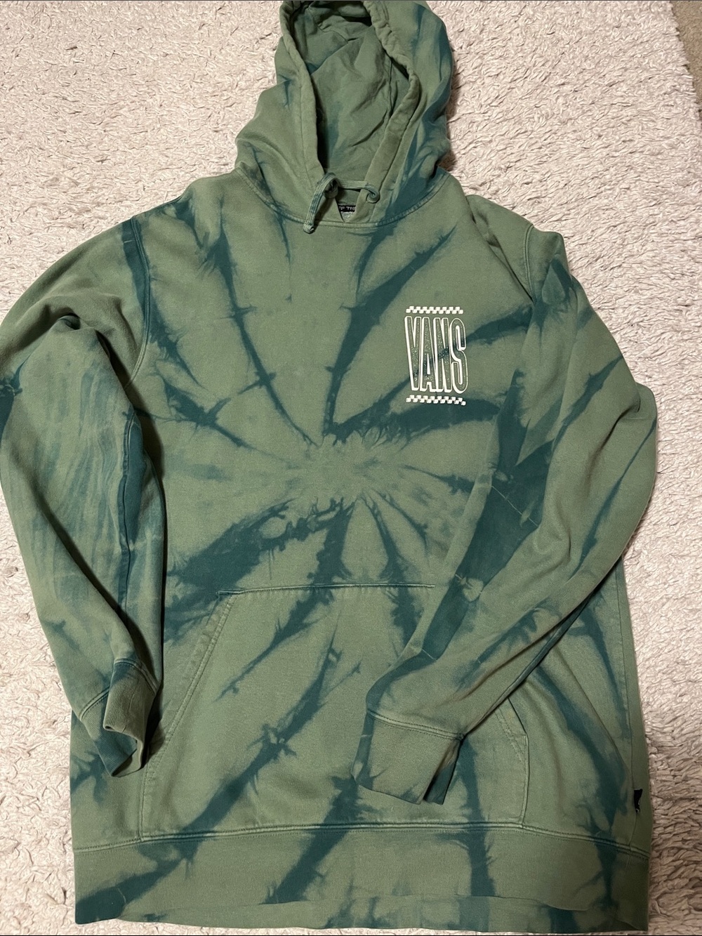 Vans Green Tie-Dye Pullover Hoodie with Chest Logo